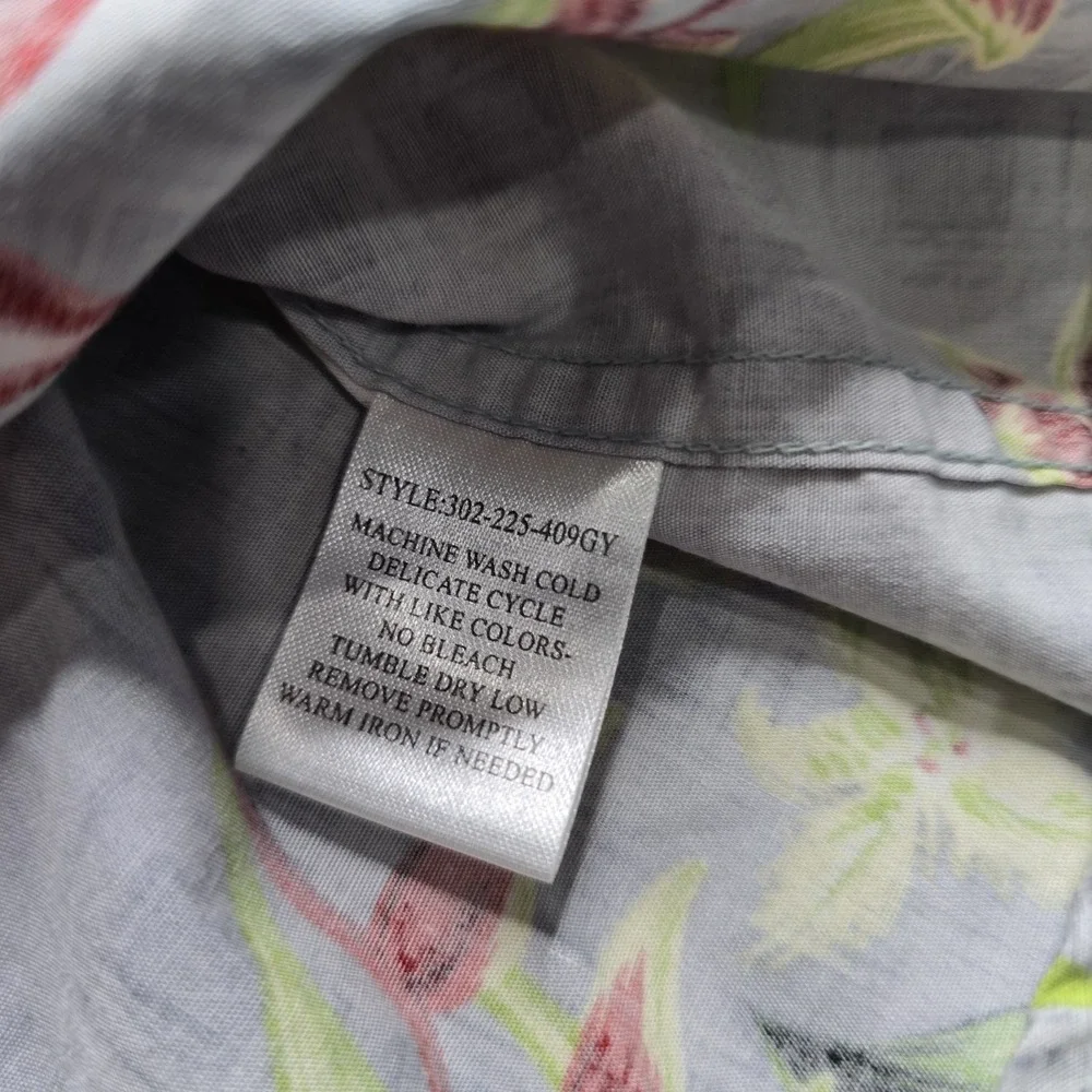 Roper Western Shirt Mens Medium Gray Floral Short Sleeve Hawiian Resort